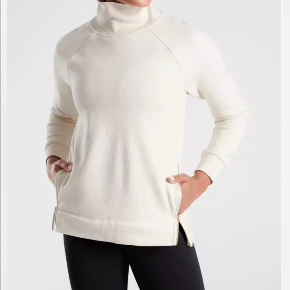 Athleta Side Zip Funnel Neck Cozy Karma Sweatshirt LT